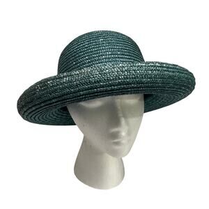 Vintage 90's Betmar straw hat rolled brim faded aqua blue sunhat cottagecore